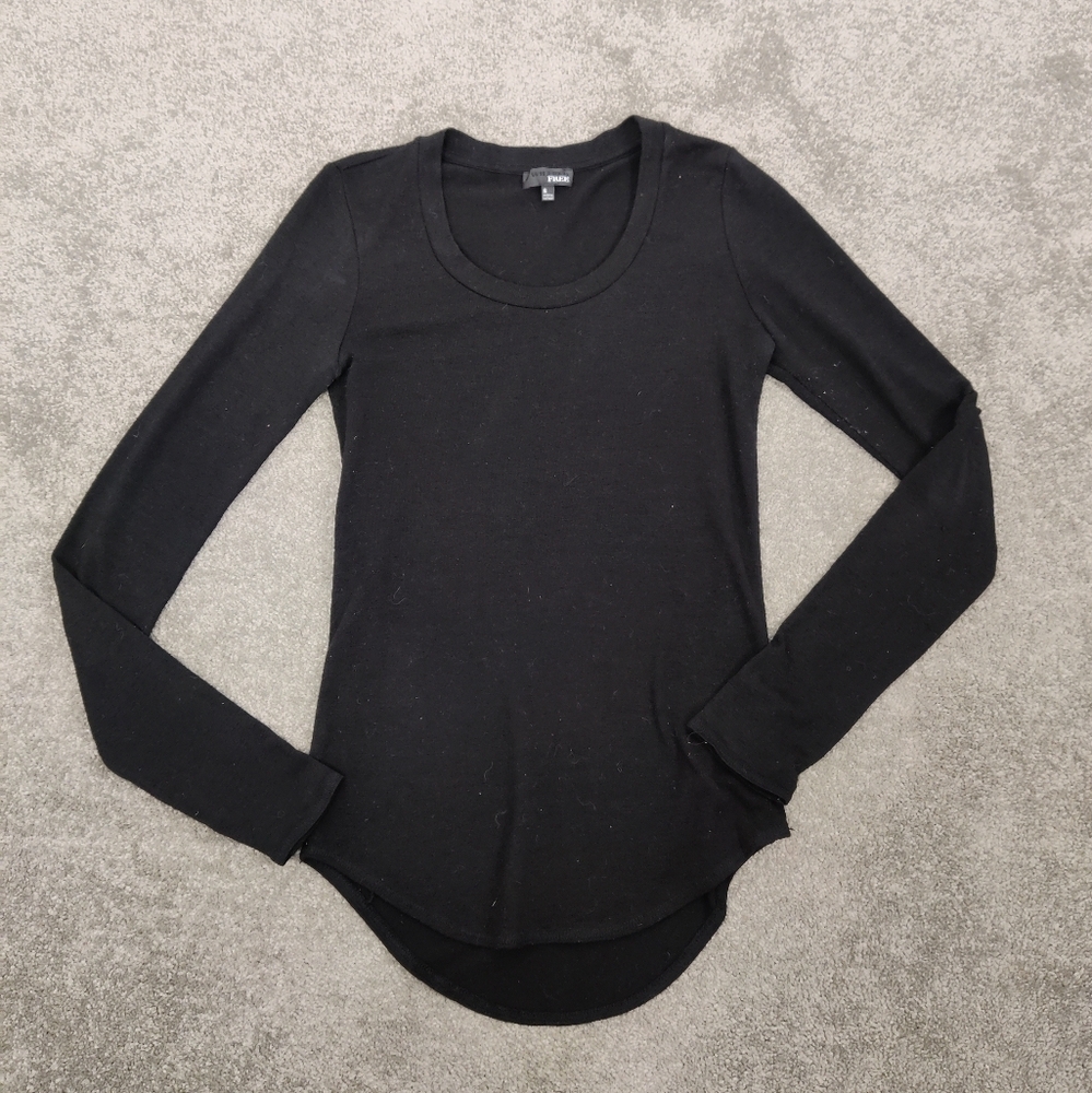 Wilfred Free Black Long Sleeve Top Size Small - Scoop Neck, Casual